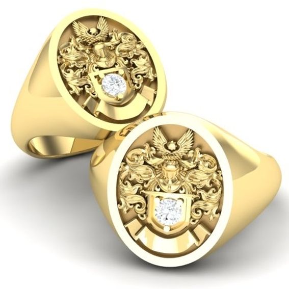 Custom Family Crest Ring Signet Ring Coat Of Arms Ring by 3dheraldry