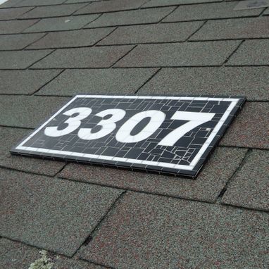 Custom Made Mosaic Outdoor Address Plaque -Black And White House Number -  8.5" H X 16" W.
