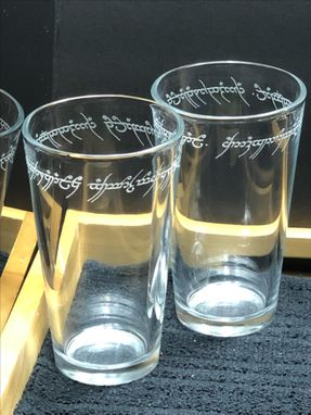 Custom Made Elvish Glasses | Rings Themed Wedding | Wedding Pint Glasses | Pint Glasses