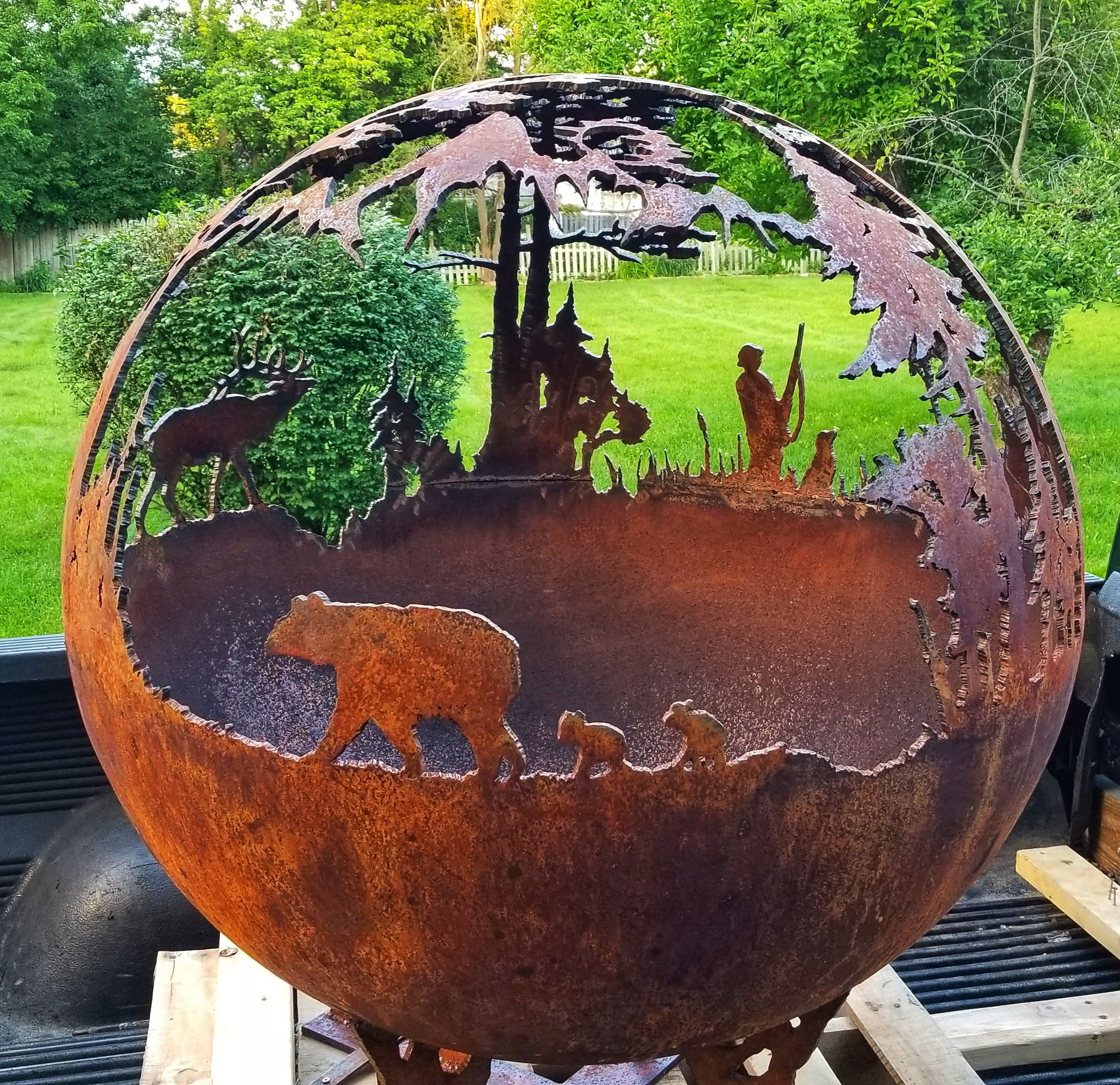 Custom Made 36 Inch Fire Pit Globes By, Steel Globe Fire Pit