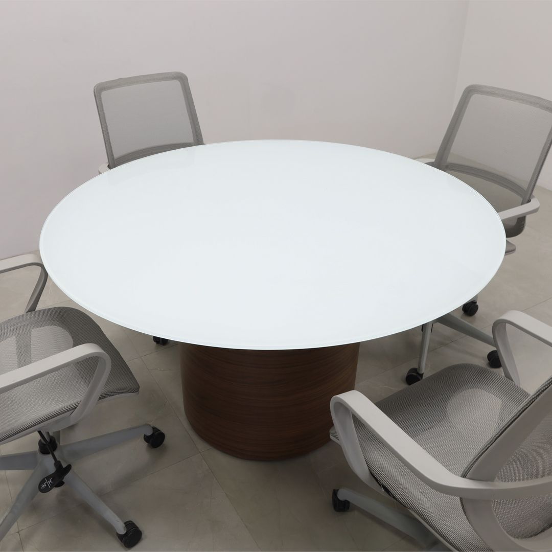 Handmade Modern Round Shape Custom Conference Table, Tempered Glass Top ...