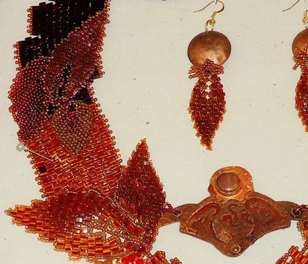 Custom Made Beaded Necklace And Earrings With Copper