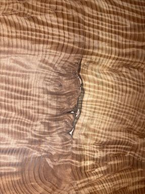 Custom Made Curly Redwood Coffee Table With Copper Metal Inlay