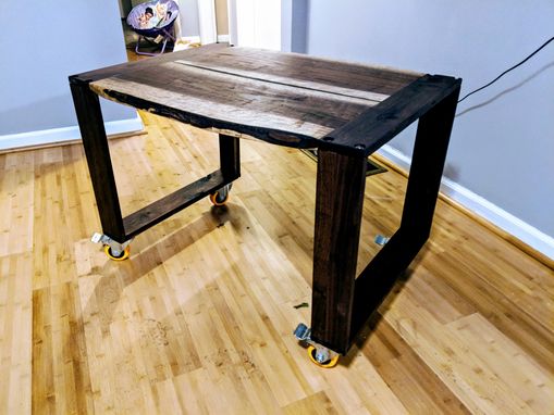 Custom Made Children's Rolling Live Edge Solid Walnut Table