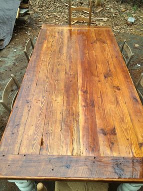 Custom Made 8 Foot Antique Oak Farmhouse Table