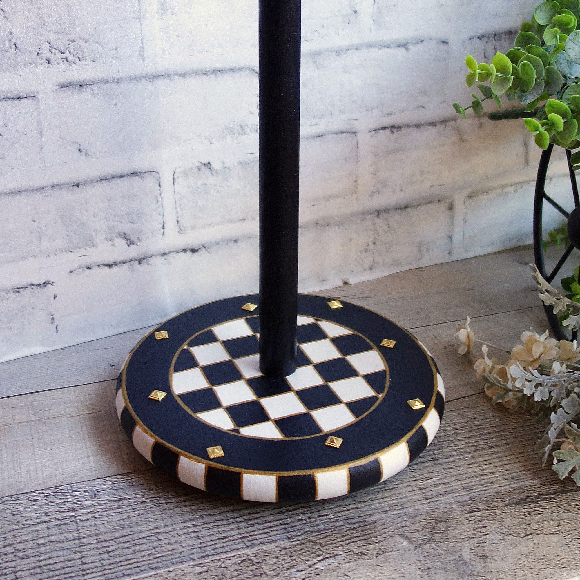 Hand Crafted Courtly Vintage Checked Paper Towel Holder Checked Towel