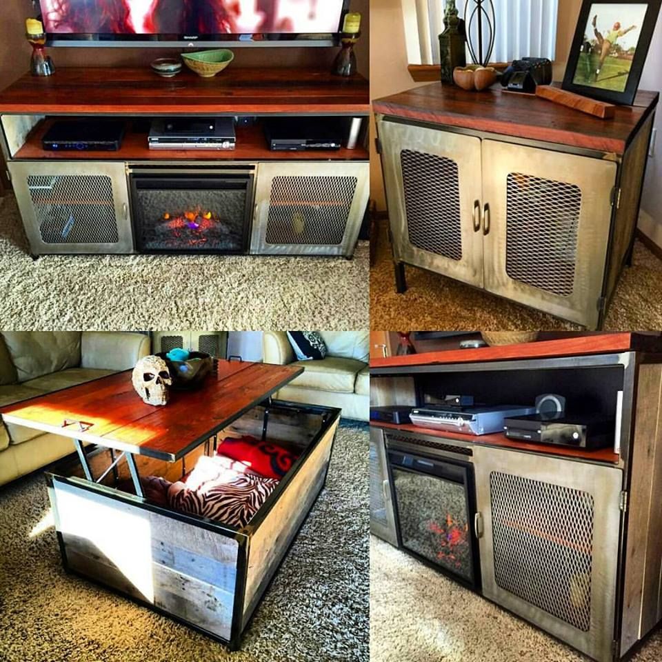 Custom Industrial Inspired Living Room Set With Reclaimed