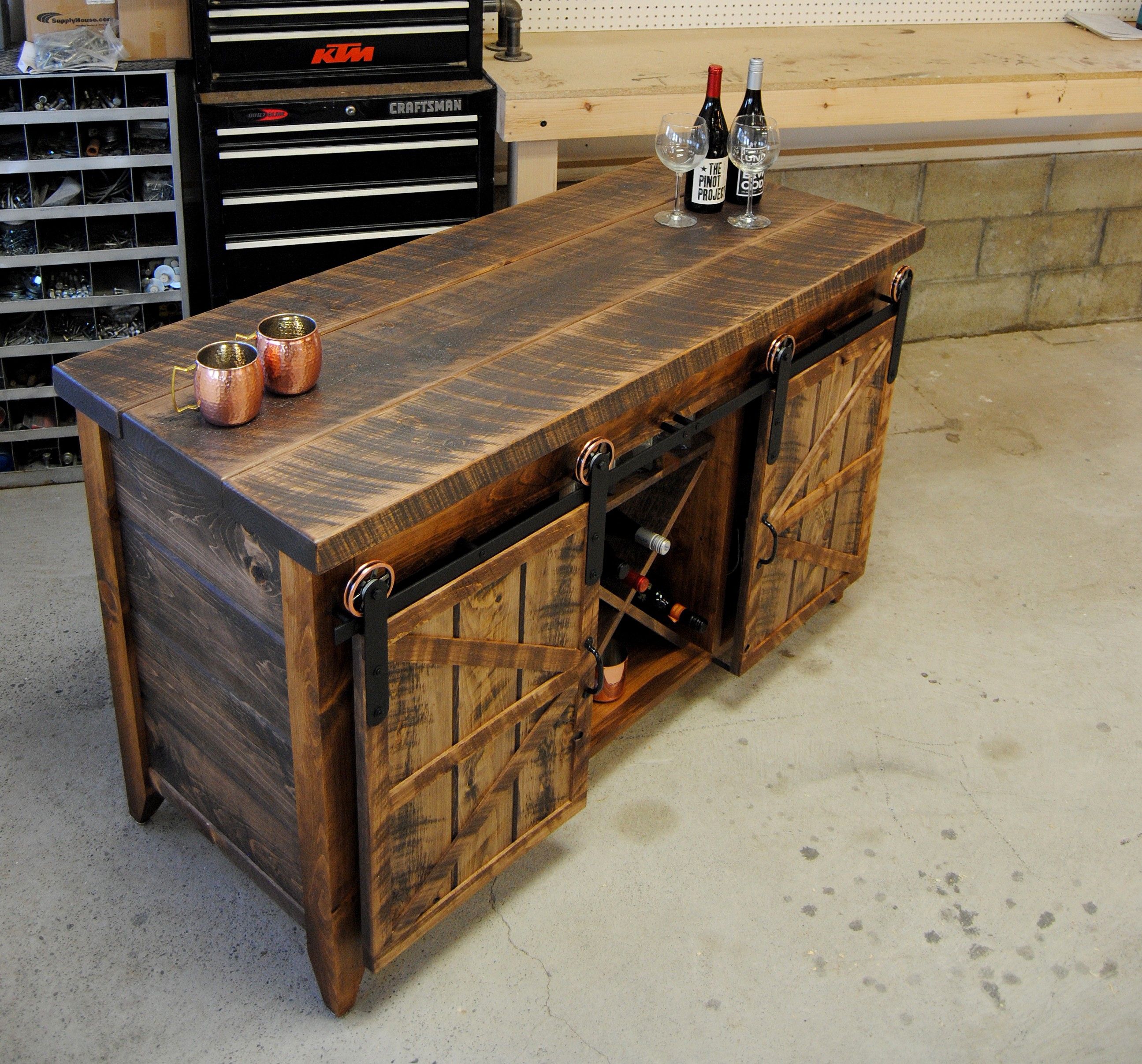 Hand Crafted Wine Storage Dry Bar- Buffet Table -Serving Table by Urban  Industrial Design 