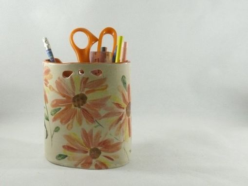 Custom Made One Ceramic Pencil Holder Desk Organizer / Ceramic Toothbrush Holder