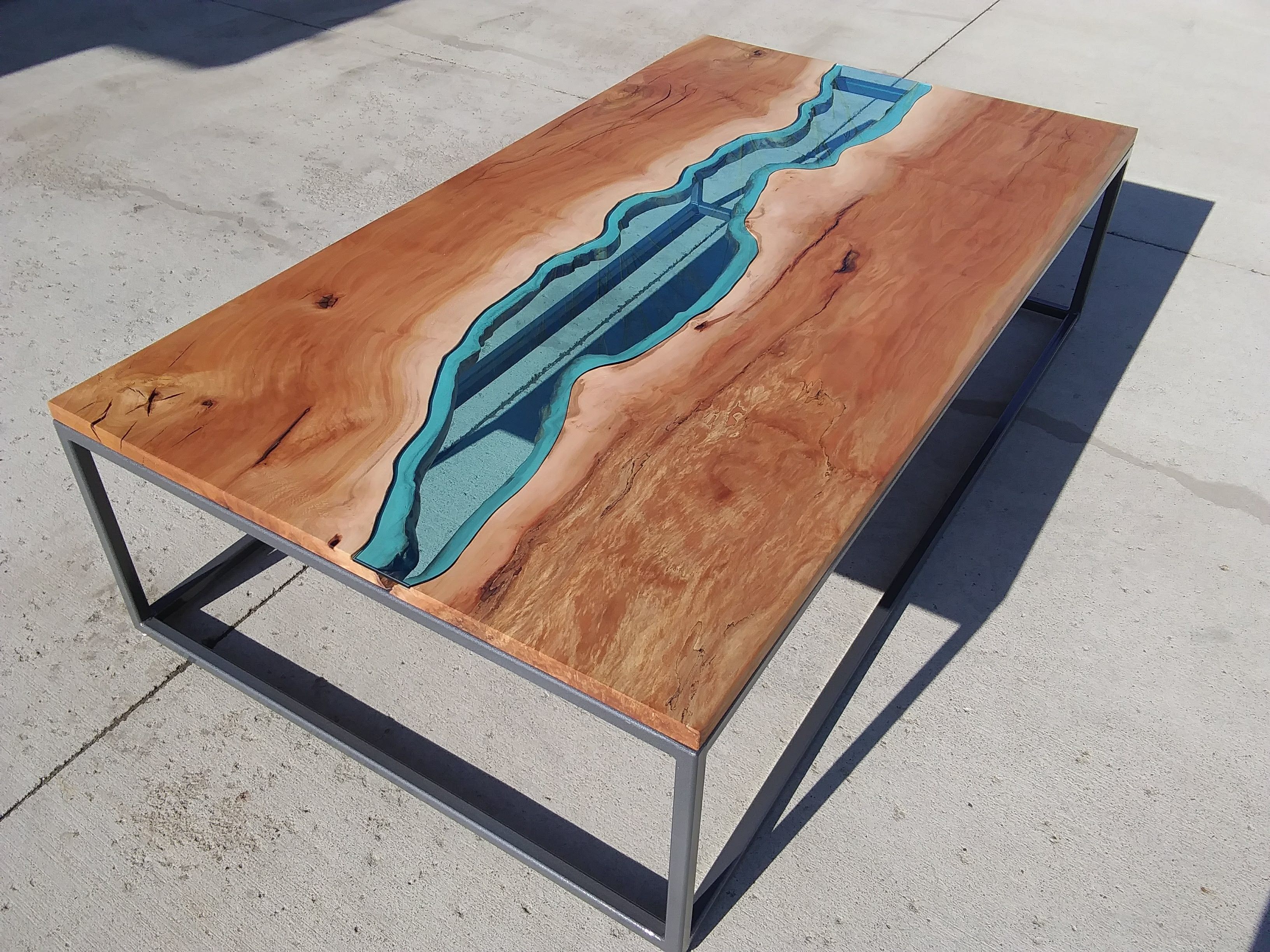 Hand Made Sycamore River Glass Coffee Table by Villella ...