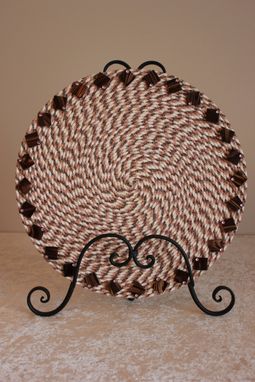 Custom Made Table Center Piece - Table Topper - Fabric Art - Fabric Wrapped Clothesline. Spiral Design.