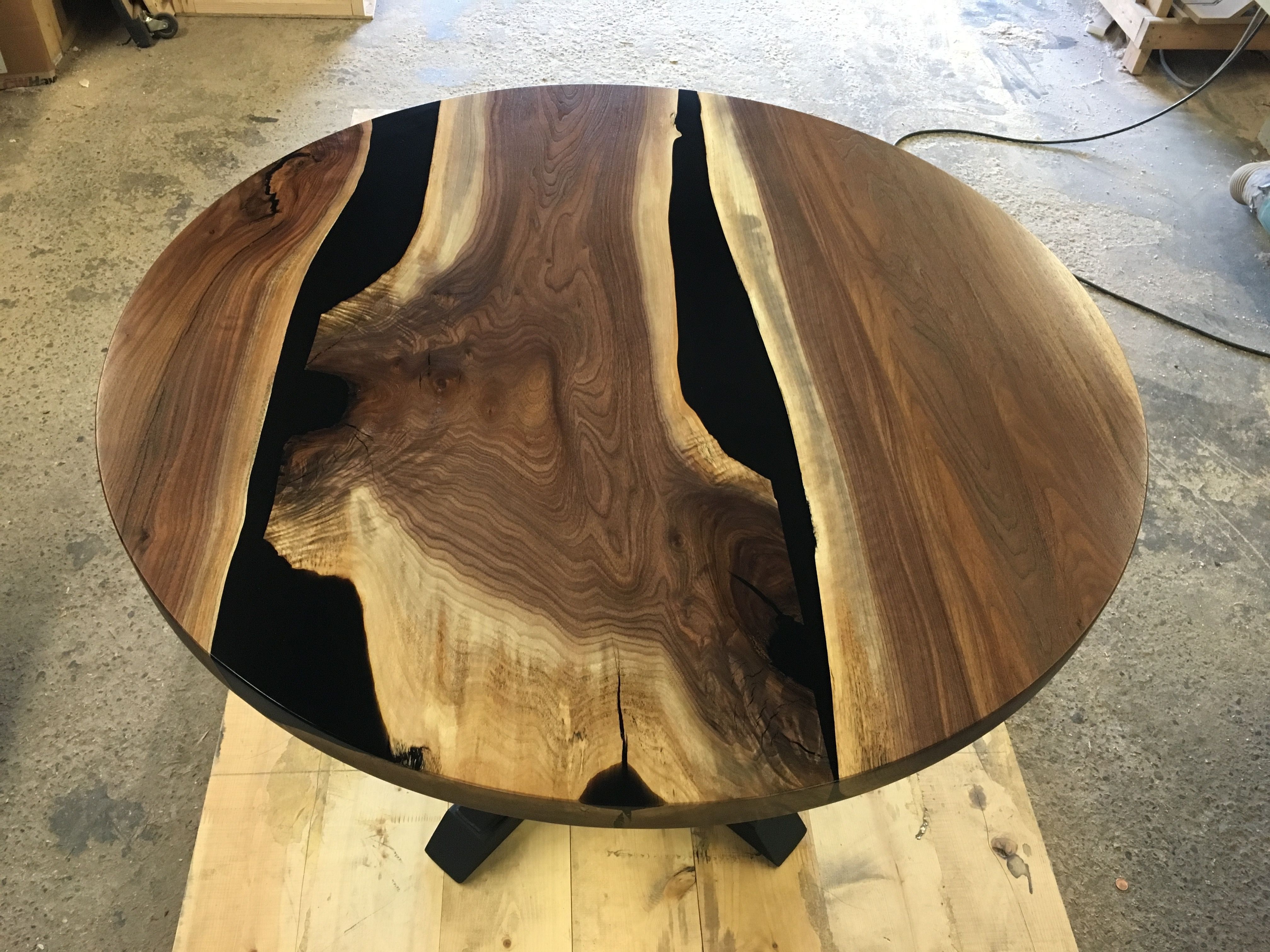 Hand Crafted Walnut & Resin Round Trestle by Higgins Fabrication ...