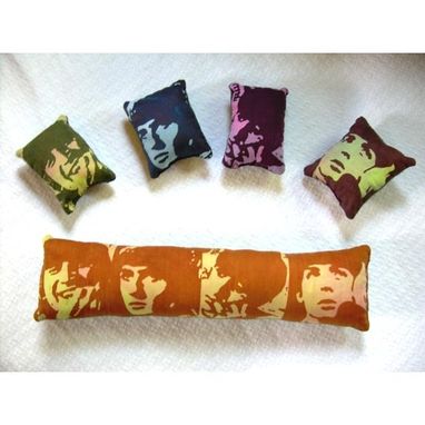 Custom Made Beatles Pillows -- Hand-Printed Fabric