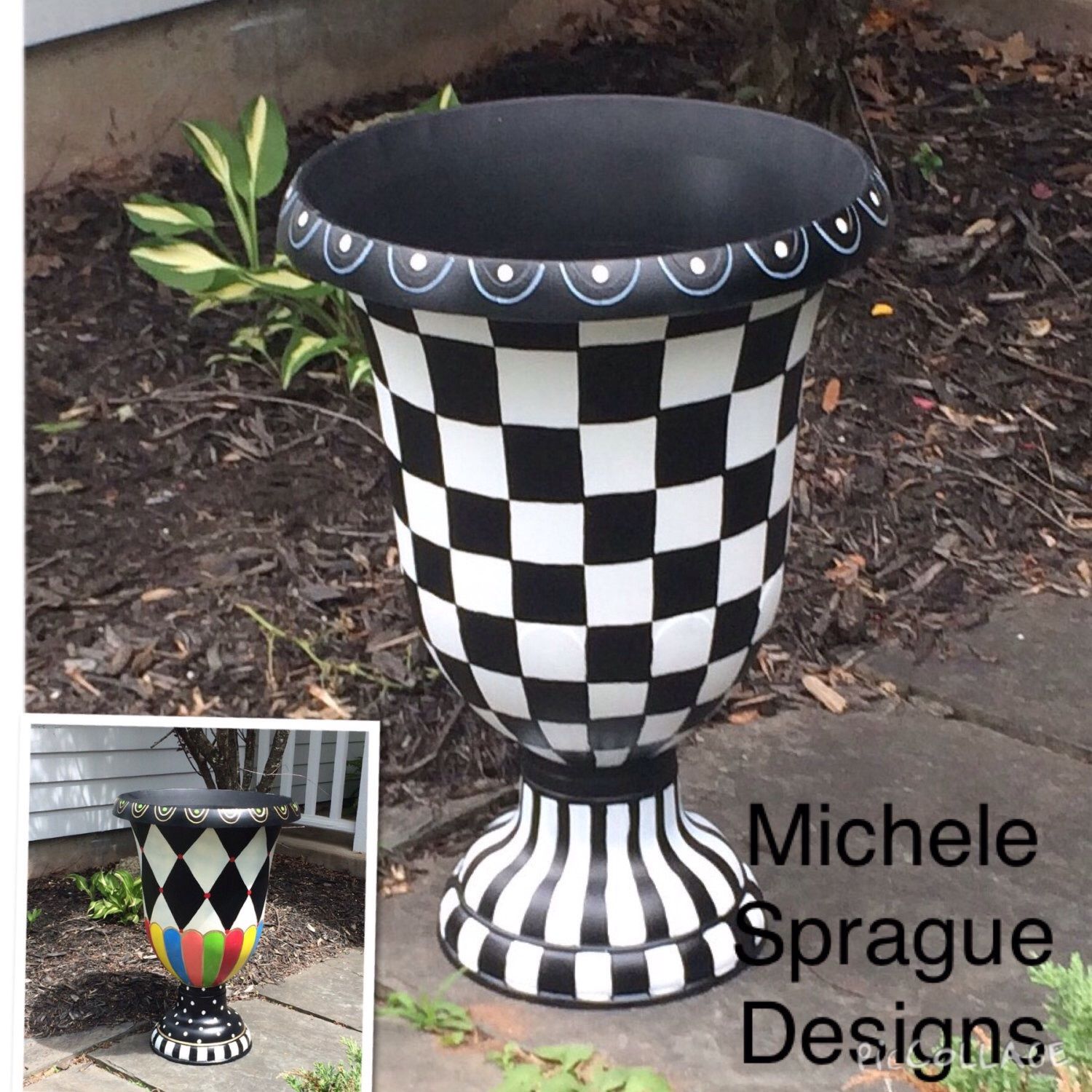 Buy Hand Made Painted Urn Planter // Whimsical Painted Planter Urn