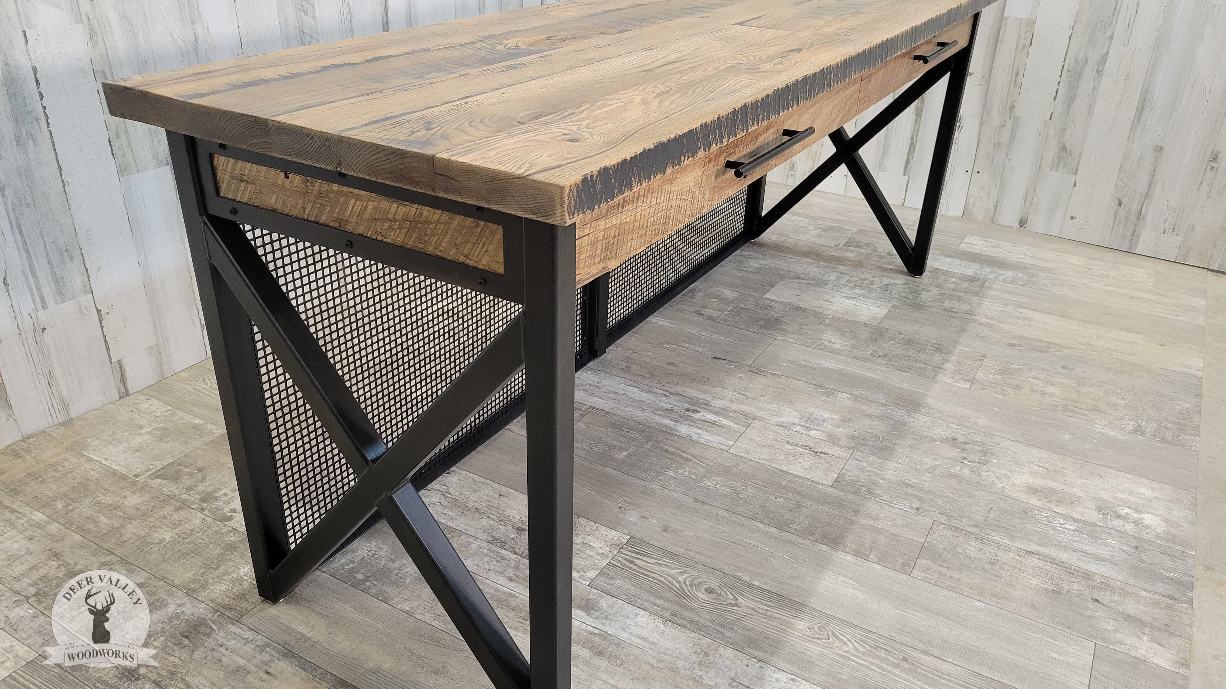 Buy Hand Crafted Reclaimed Barnwood Desk, Reclaimed Wood Straight Desk