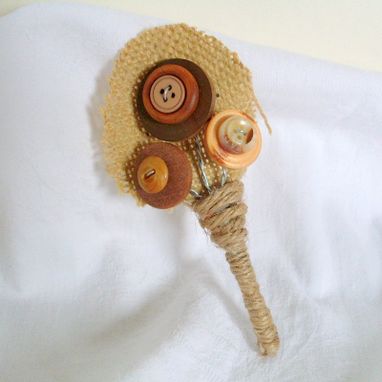 Custom Made Rustic Buttons Wedding Boutonniere