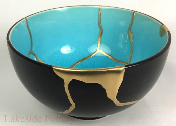 Hand Made Kintsugi Bowl by Lakeside Pottery Ceramic Studio & 3-D