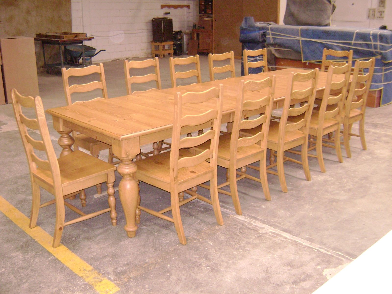 Hand Made Pine Dining Table And Ladder Back Chairs by ...