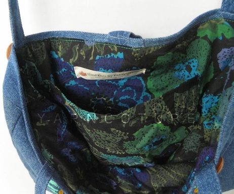 Custom Made The Old-Meets-New Denim Tote / Hand Painted / Hand Embroidered - Eco Friendly / On Sale Now
