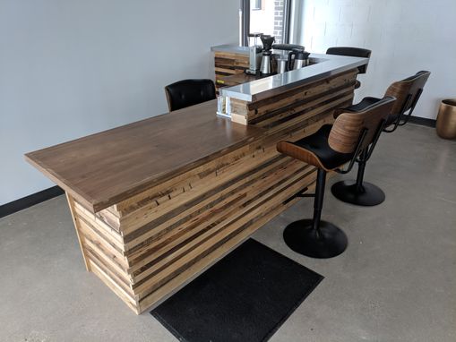 Custom Made Reclaimed Wood Slat Reception Desk