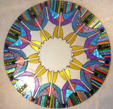 Custom Made Mosaic Mirror Colorful Stained Glass Round