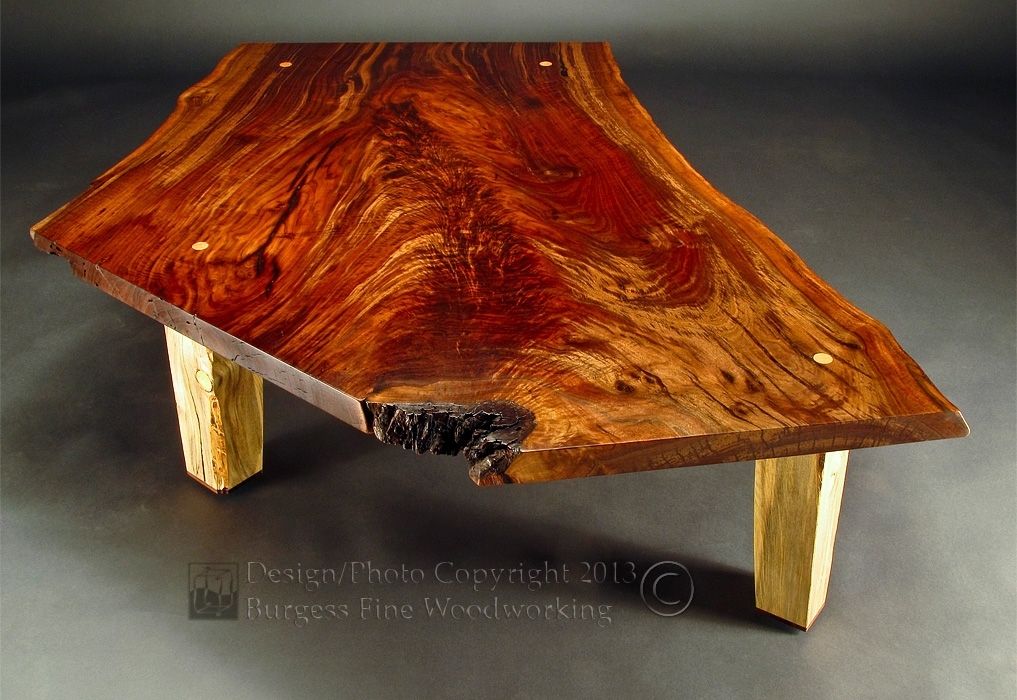 Hand Made Rustic ClaroWalnut Slab Coffee Table by Burgess Fine