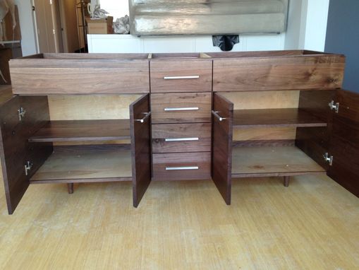 Custom Made Solid Walnut Double Vanity With Turned Legs
