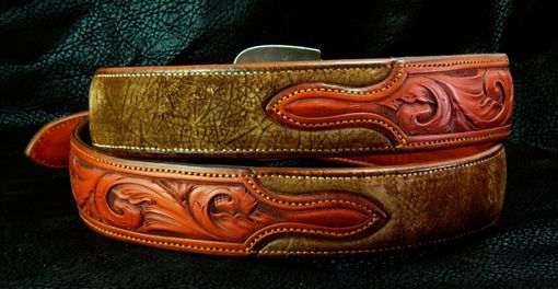 Handmade Hand Tooled Belt With Exotic Leather by Sage Creek Stock ...