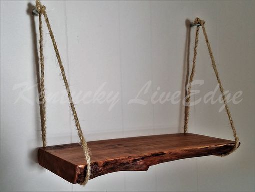 Custom Made Hanging Shelf- Natural Wood- Live Edge Shelf- Big Leaf Maple- Solid Wood- Shelving- Rustic- Modern