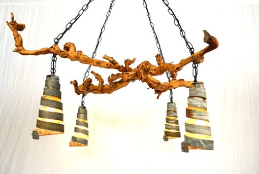 Custom Made Grapevine Wine Barrel Ring Chandelier - Dolcetto - Made From Retired California Grapevines