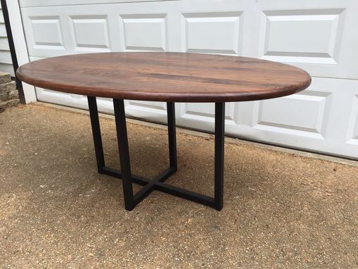 Custom Made Mid Century Dining Table - Oval Table -Metal Base