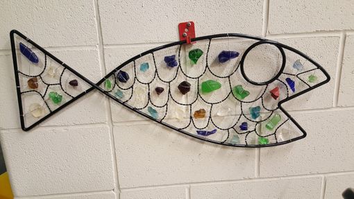 Custom Made Metal Frame Fish With Sea Glass Scales