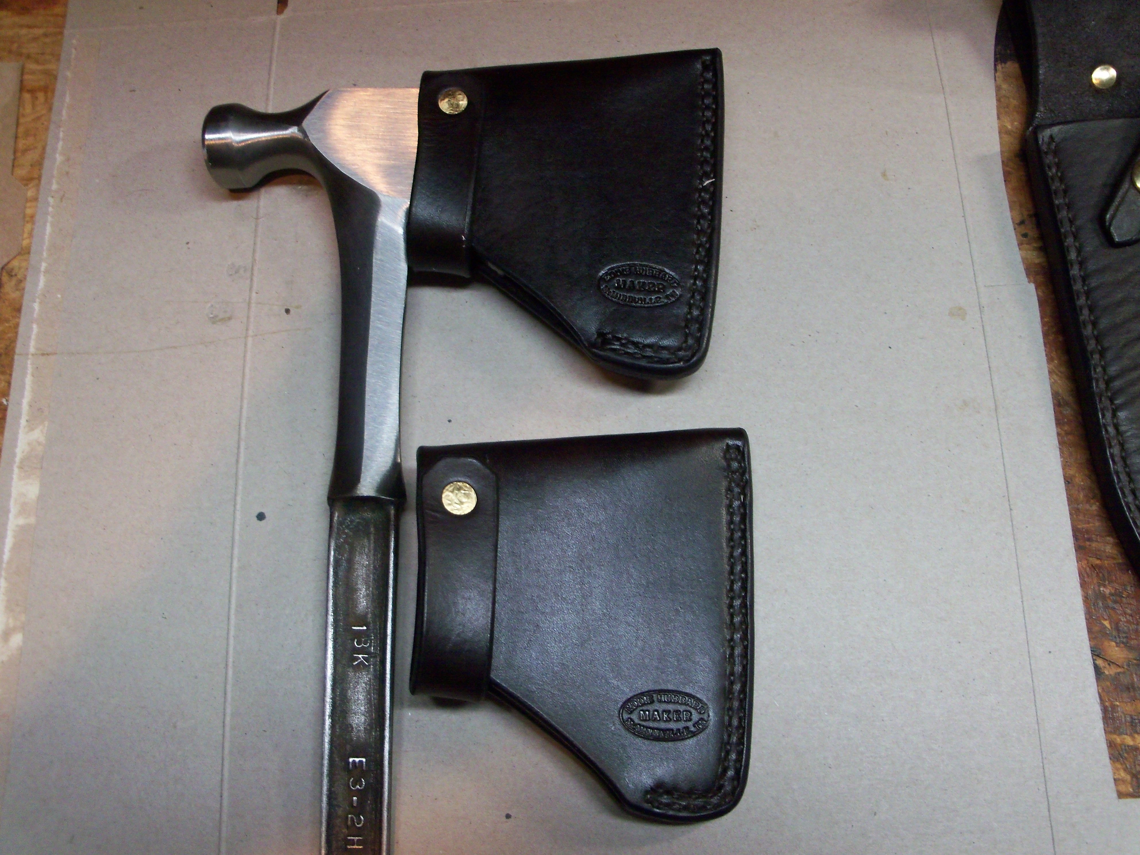 Custom Made Knife & Axe Head Sheaths by Hubbard Leather