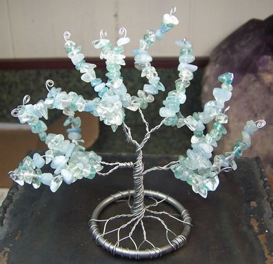 Custom Made Aquamarine Gemstone Tree Of Life Sculpture - Genuine Aquamarine - March Birthstone