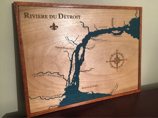 Custom Made Wooden Carved 18th Century Map Of French Detroit...  In French!