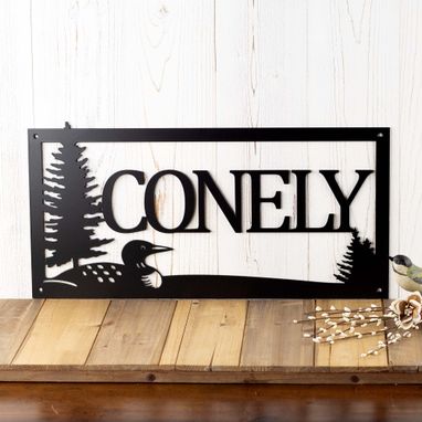 Custom Made Family Name Sign, Metal Sign Personalized Outdoor, Loon Wall Decor, Last Name Metal, Cabin Signs