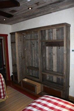 Custom Made Reclaimed Lumber Armoire With Mirrored Door