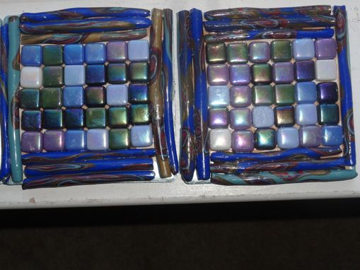 Custom Made Art Mosaic Tiles/Coasters Metallic, Polymer Clay