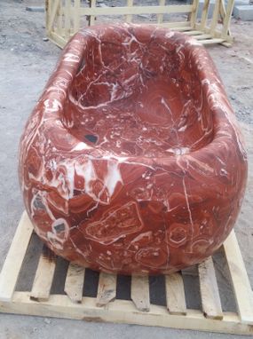 Custom Made Red Marble Oval Bathtub
