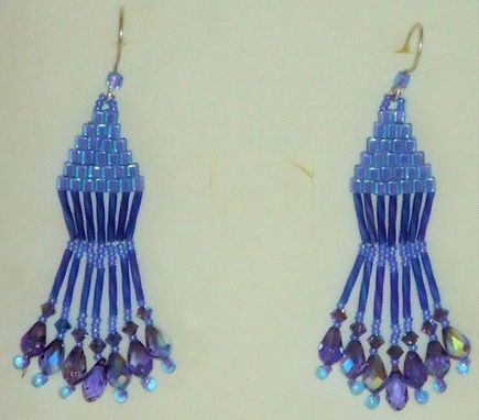 Custom Made Dangling Blue Beaded Earrings