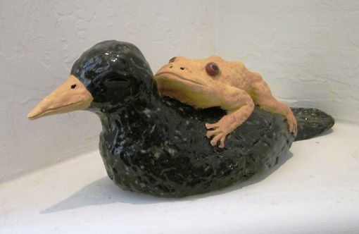 Custom Made Ceramic Frog On Raven
