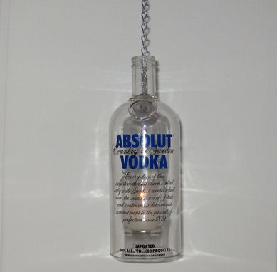 Custom Made Liqueur Bottle Chain Lantern: Garden Light/Candle Holder - Absolut Vodka