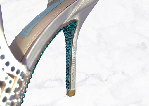 Custom Made Crystallized High Heel Soles Shoes Women Bling Wedding Something Blue Genuine European Crystals