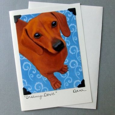 Custom Made Doxie Card - Dachshund Card- Doxie Art Card - Dauchsund Print - 10% Benefits Animal Charities