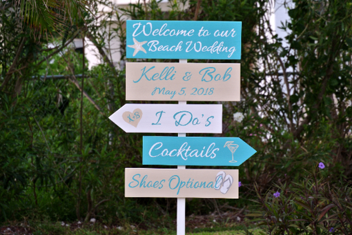 Custom Made Beach Wedding Welcome Sign, Turquoise Tropical Wedding Direction Signs