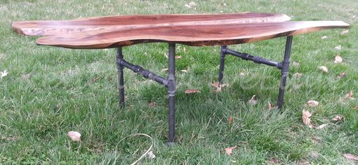 Custom Made Wood And Metal Coffee Table, Industrial Coffee Table, Live Edge Coffee Table, Walnut Coffee Table