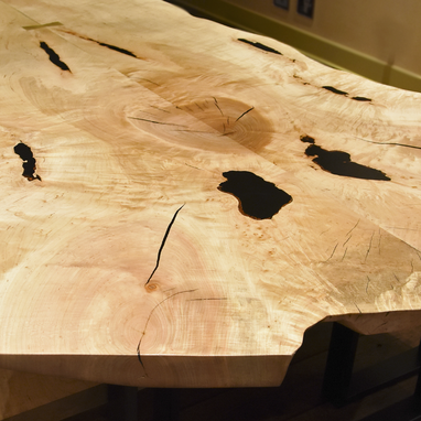 Custom Made Live Edge Dining Table Solid Maple With Live Edge Bench