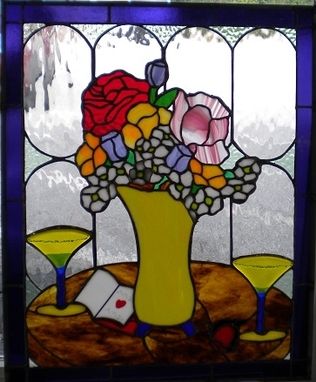 Custom Made Vase Of Flowers On Table