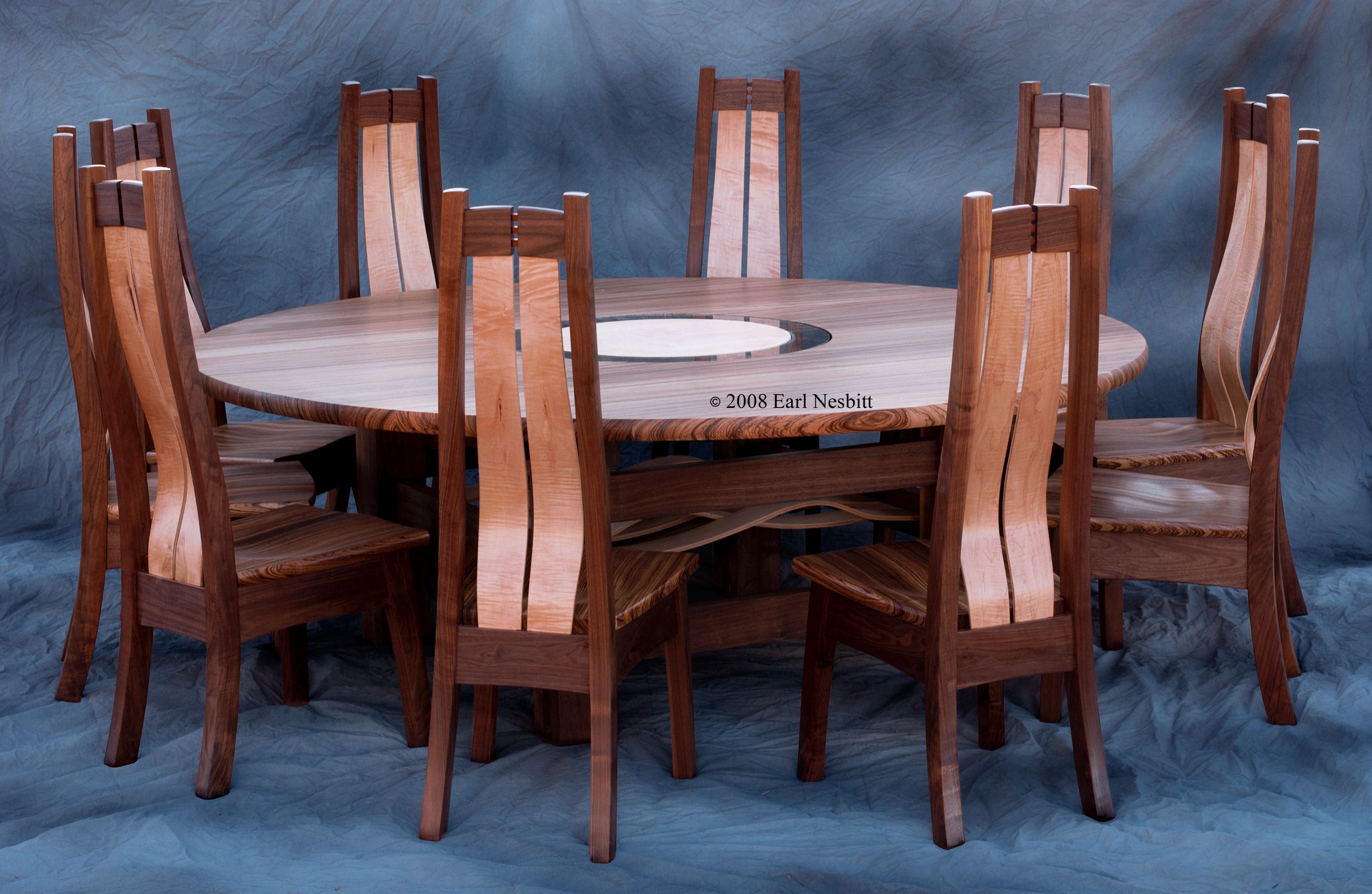 Handmade Round Dining Table Or Conference Table With 10 Chairs by Earl