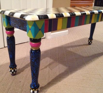 Custom Made Hand Painted Farmhouse Bench//Whimsical Painted Bench // Painted Chair